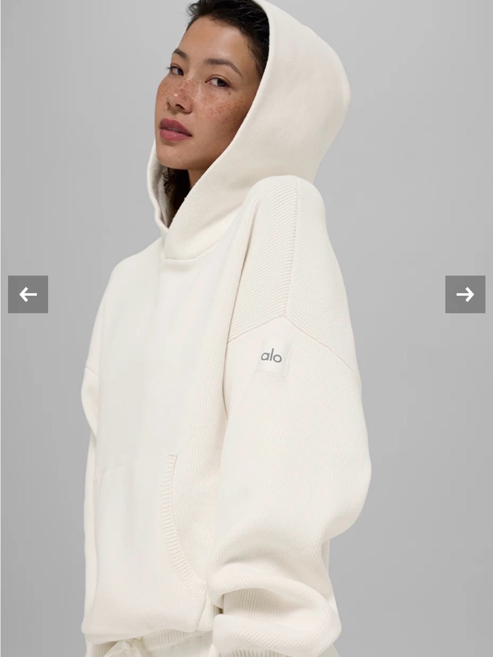 Alo Yoga Scholar Hooded Sweater – Ivory – Size XS